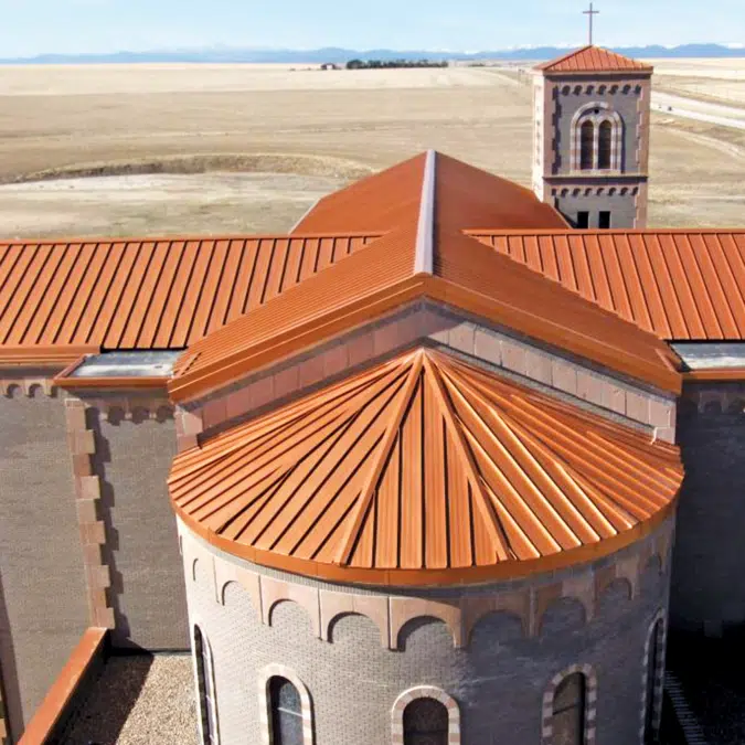 Photo of Church roof with Sheffield Metals SMI 2" Mechanical Seam